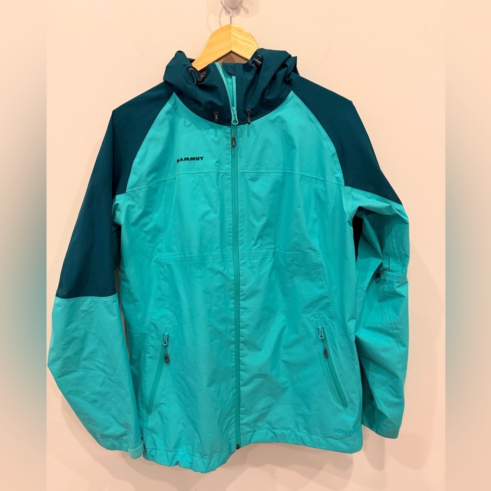Mammut Gore-Tex Hooded Shell Jacket Men's XL Teal Blue Waterproof‎ Swiss Design